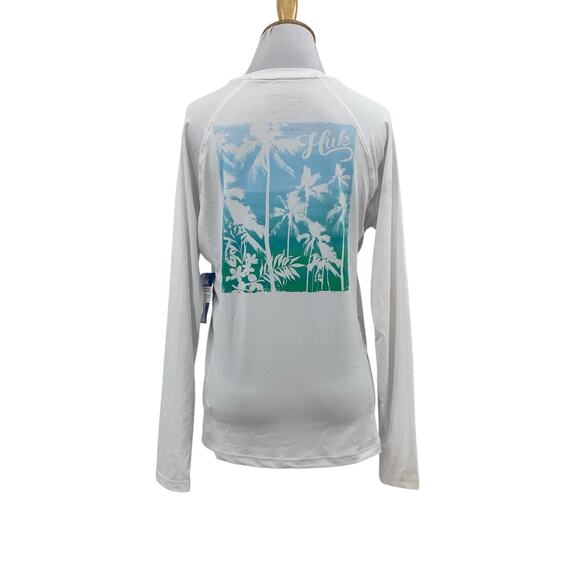 Huk T Shirt Womens M Medium White Paradise Pursuit Performance Long Sleeve Crew - Picture 1 of 12